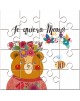 Puzzle Osa con la frase "Te Quiero Mamá" en lata